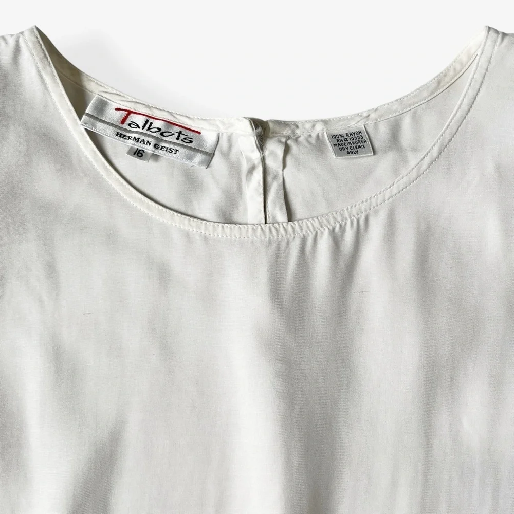 VTG 80s Herman Geist for Talbots Antique White Relaxed Short Sleeve Shirt Blouse - Picture 6 of 9